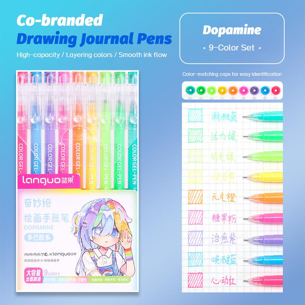 6/9pcs Set Languo Morandi Gel Pens 0.5mm Kawaii Pastel Set for Students Diary Scrapbook Painting & Drawing Pen School Supplies