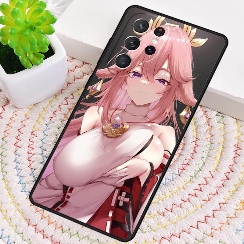 Genshin Impact Yae Miko Silicone Phone Case For Samsung Galaxy Note 10 Pro S26 S25 S24 S23 S22 S21 Plus S25Ultra Capa Cover