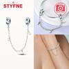 Copper Heart Beads Colorful Zircon Safety Chains Original Charm Fit Original Bracelets DIY Style Jewelry Gifts Accessory Women's