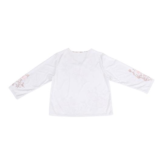 Women T-shirt V-Neck Long Sleeve 3D Flower Decor Pullover Tops with Faux Pearls Decor Spring Autumn Casual Tee Shirt