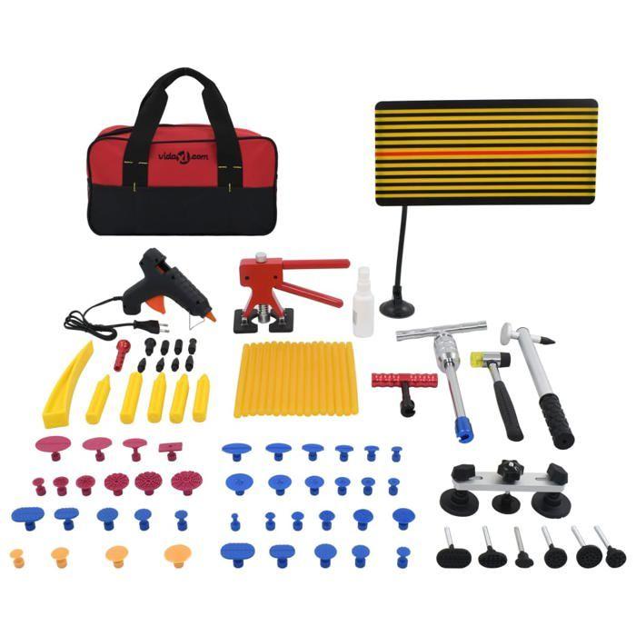 VidaXL Kit de Débosselage sans Peinture Outil de Réparation Carrosserie Extracteur de Bosse Pistolet à Colle Voiture 210542