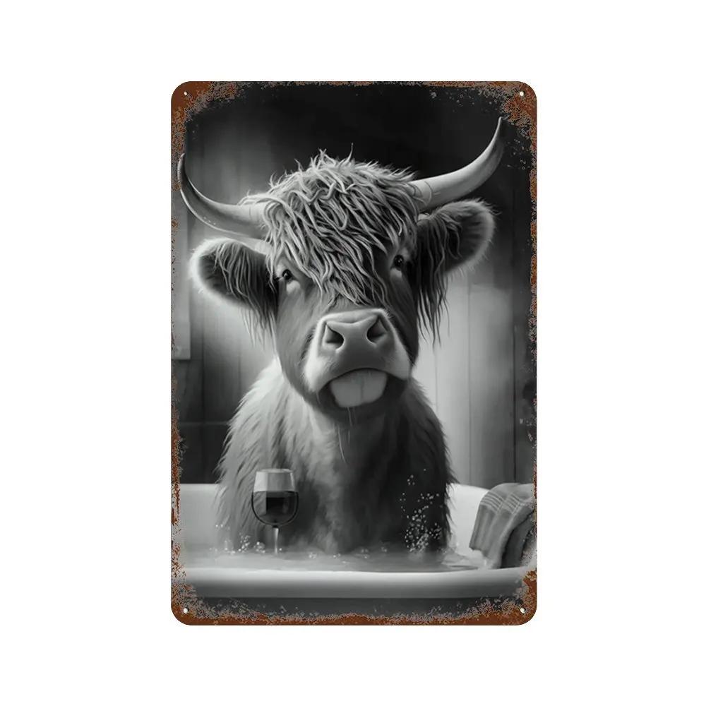 Funny Animal Posters Metal Tin Sign Plaque Dog Monkey Reading Newspapers Decorative Plates For Toilet Bathroom Wall Art Decor