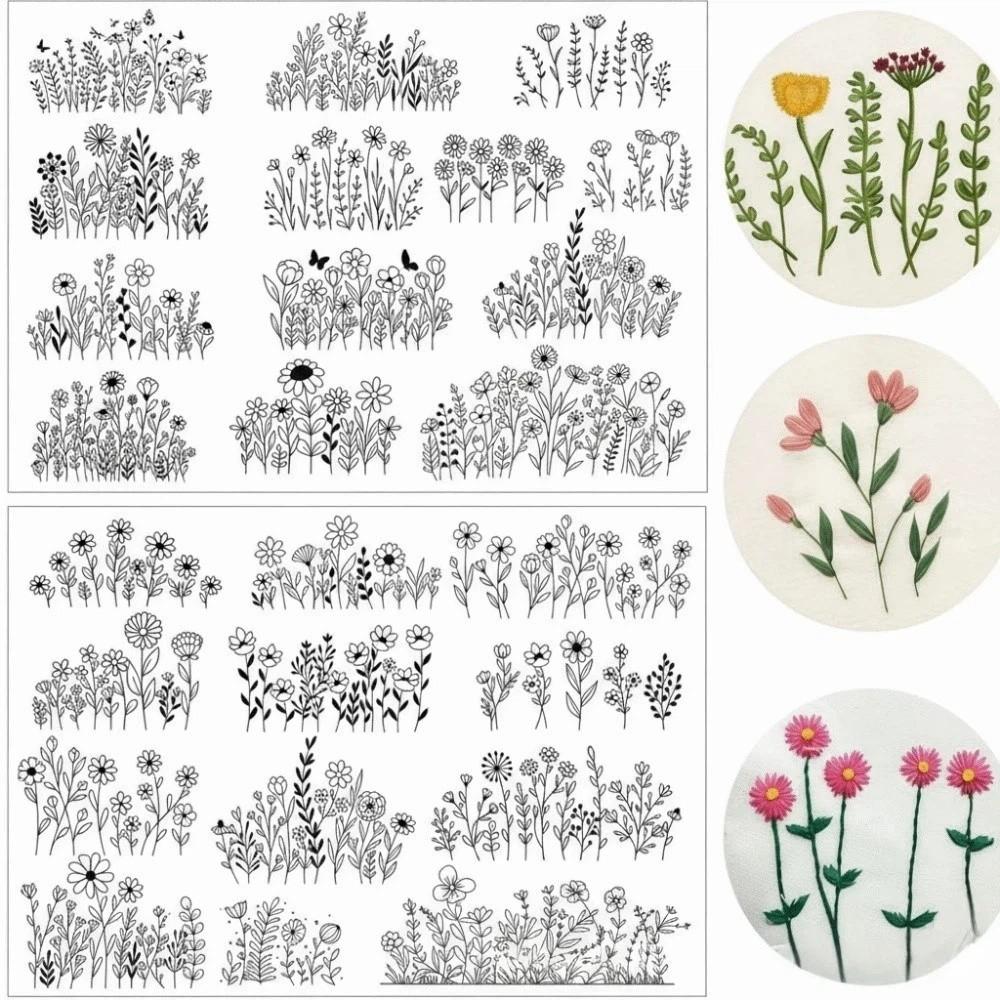 Water Soluble Flower Embroidery Patternser Embroidery Sewing Fabric  For Hand Sewing Lover Beginner