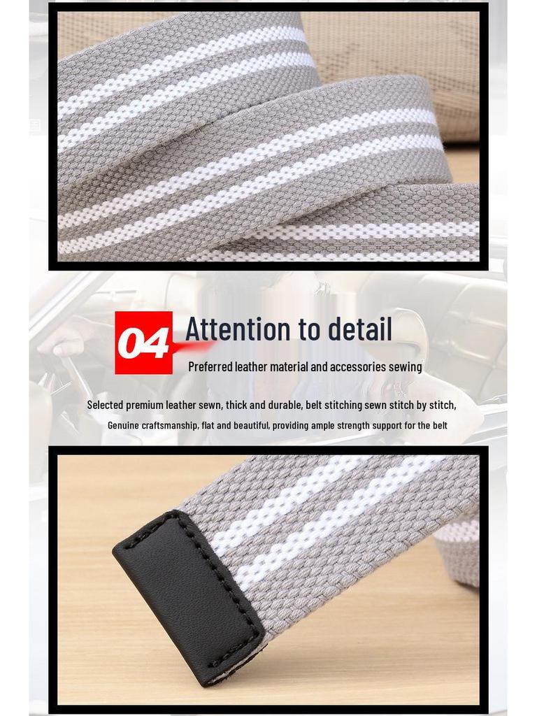 Men's Canvas Belt with Automatic Smooth Buckle - Casual Korean Style for Workwear, Students, and Outdoor Activities