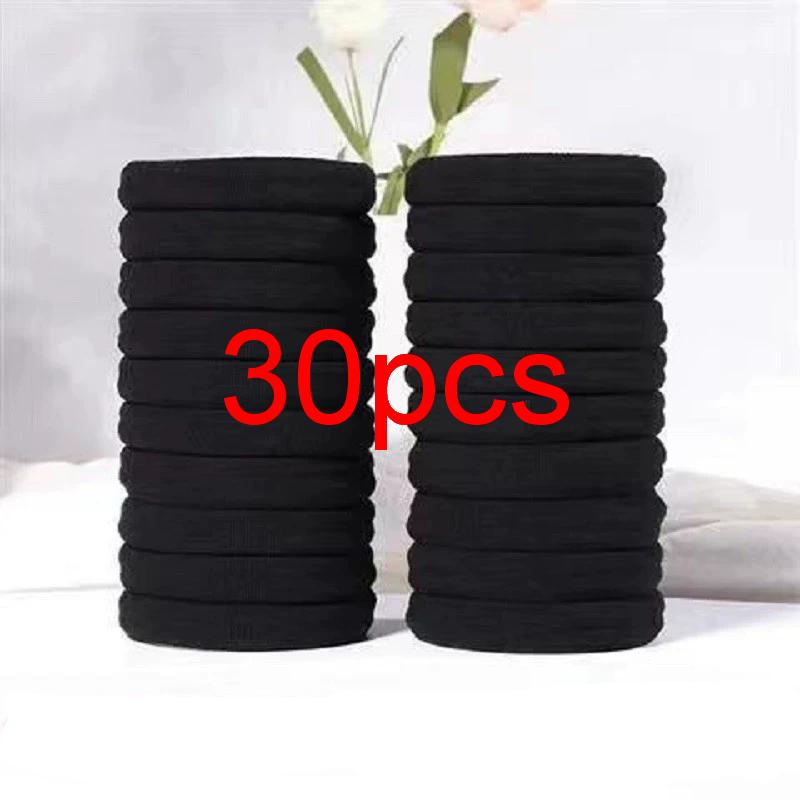 30 Pcs/Lot High Elastic Hair Rubber Bands For Women Black Hair Ties Girls 4cm Hair Rope White Hairbands Ponytail Holder Headband