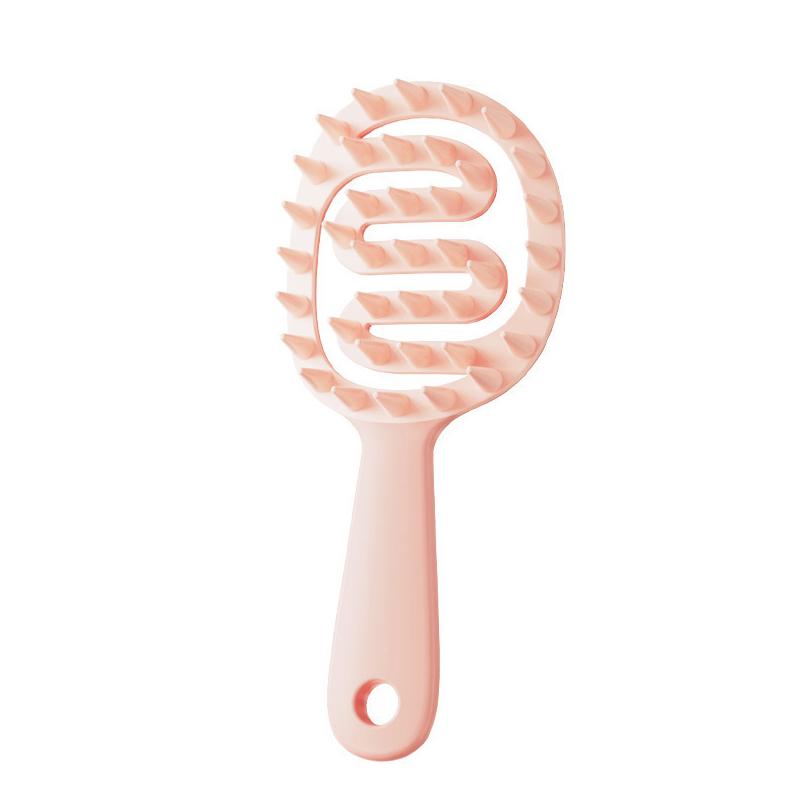 

Щетка для шампуня с длинной ручкой, силиконовая расческа для массажа кожи головы, щетка для мытья волос, массажер для головы, щетка для ванны, скребок для тела, аксессуары для волос розовый