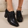 Plus Size Shoes for Women 36-43 Autumn Fashion Women Lace Up Square Toe High Heel Pumps Platform Non-slip Shoes