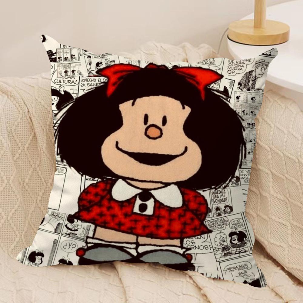Cartoon MMafalda Cushion Cover Soft Plush DoubleSided Printed Sofa Pillow Cushion Cover Cozy AllSeason Durable Decor Gift