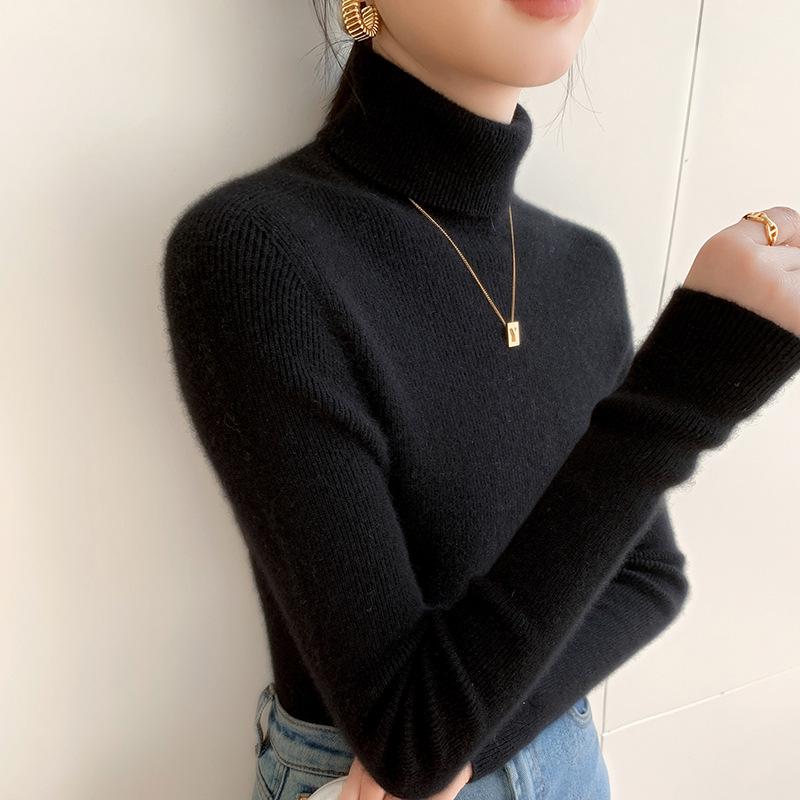 Ladies' Slim Fit Cashmere Sweater - Autumn/Winter High Neck Pullover Knitwear