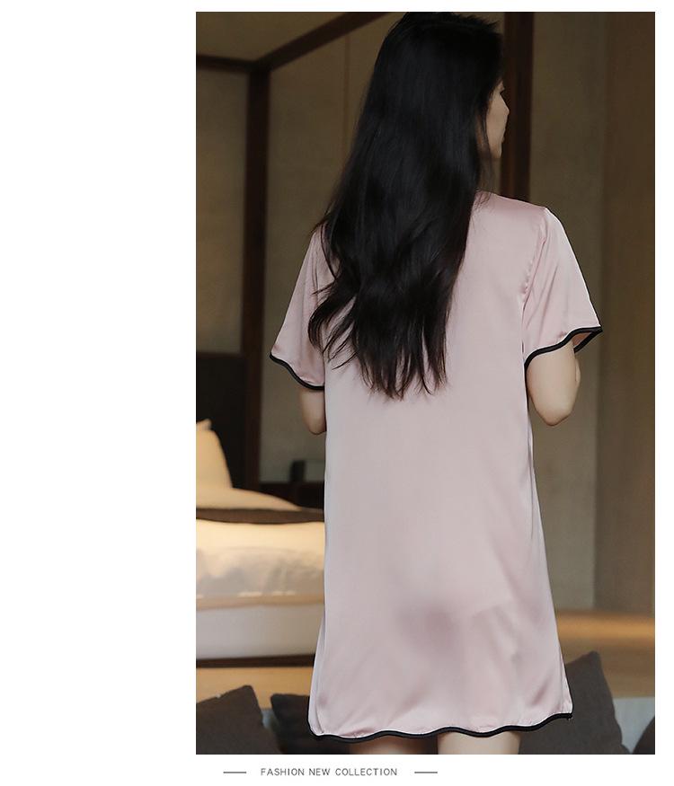 Silk Summer Short Sleeve Cardigan Nightgown Pajamas - Women's Casual Loungewear In Pure Desire Style