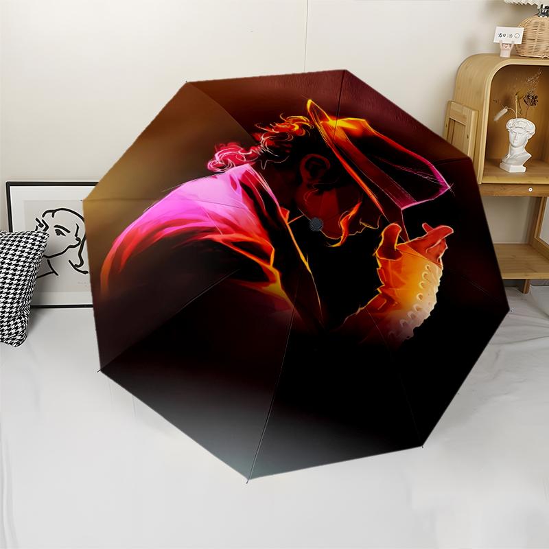 Parapluie Automatique Impression Michael Jackson, Armature en Fer à 8 Baleines, Poignée en Plastique, Convient pour les Voyages en Plein Air et le Quotidien, Cadeau Idéal
