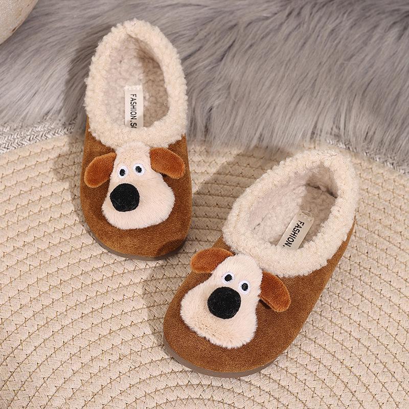 Warm Cotton Cartoon Puppy Shoes for Girls - 2025 Winter New Korean Style Toddler Loafers