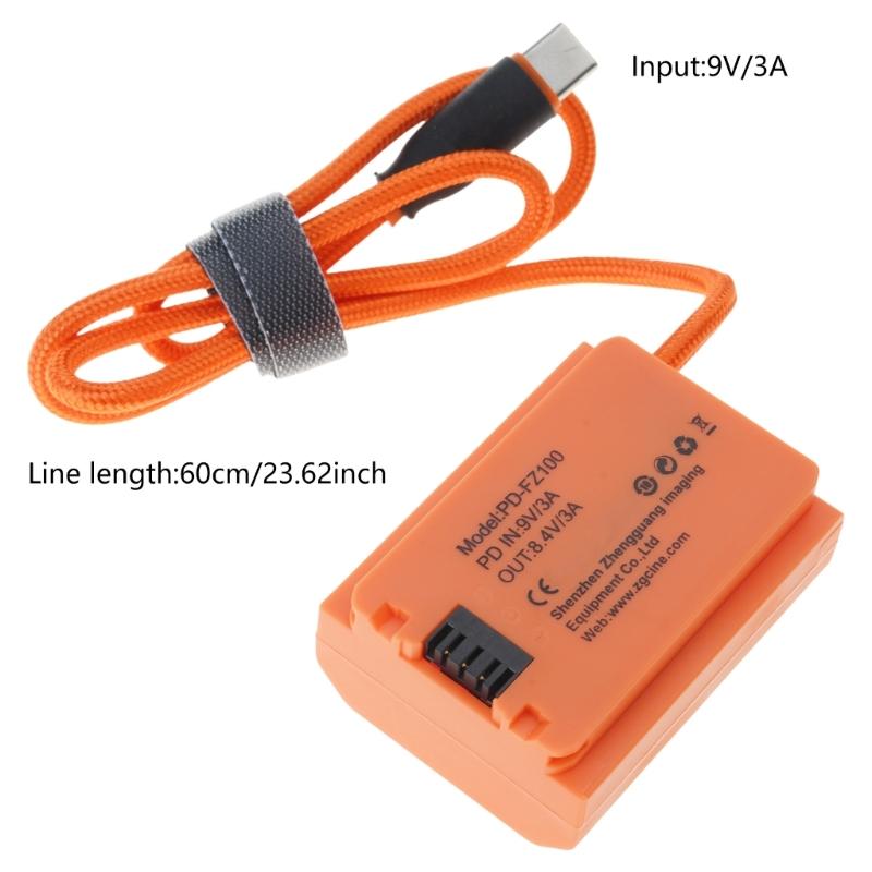 USB C PD9V 12V To FZ100 Dummy Battery Cable for A7M3 A7RIII A7SIII Cameras for Extended Shootings