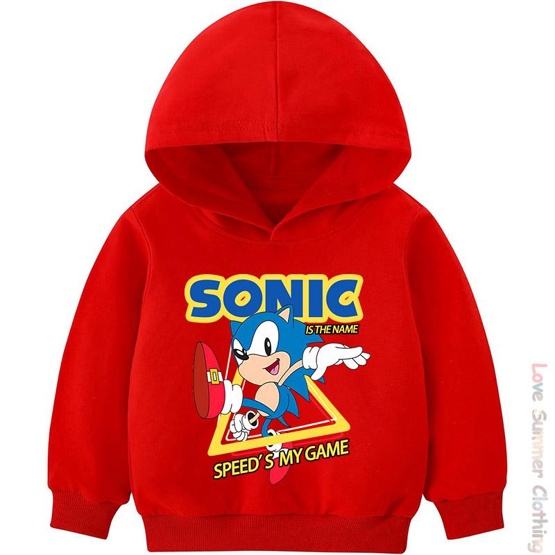 Sudadera con capucha para niños de 4 a 14 años Estampado HD de Sonic Sudadera fina para niños Sudadera con capucha de manga larga para otoño Ropa casual sencilla para niñas Poliéster