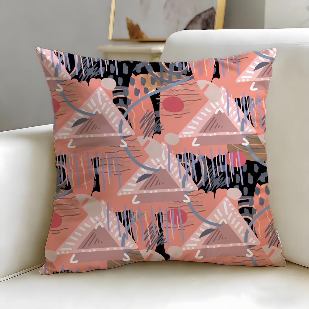 Art Theme Colorful Patchwork Pattern Cushion Cover Soft EasyWash Pillow Case Versatile for Couch Bed Travel and Office