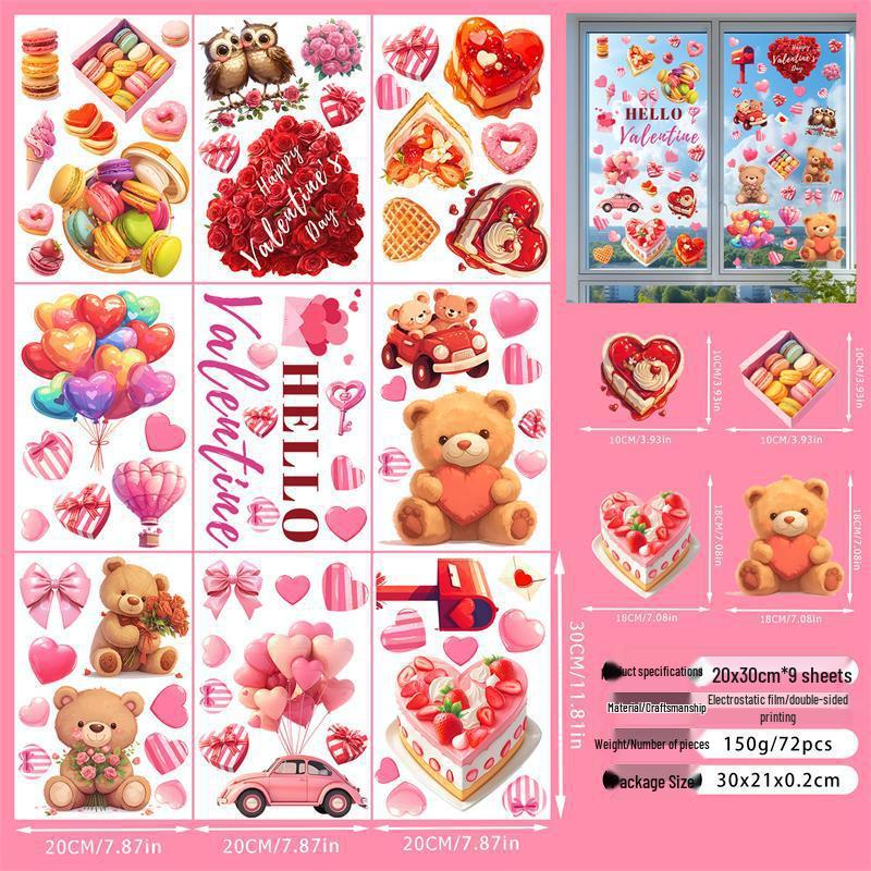 Kunshangpin Heart Diamond Double-Sided Glass Sticker - Removable & Adhesive-Free