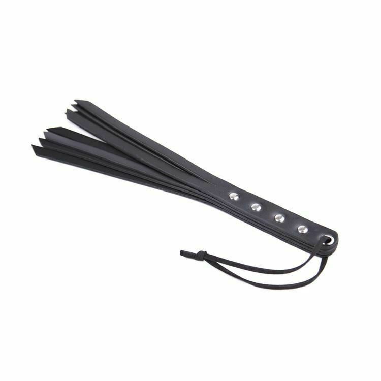 Black Pu Leather Paddle Flogger Ass Spanking Whip Sex Toys Floggers