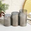 USB Rechargeable Led Pillar Candle Set Flameless Remote Controlled w/Timer LED Flickering 3D Wick Paraffin Wax Table Decorative