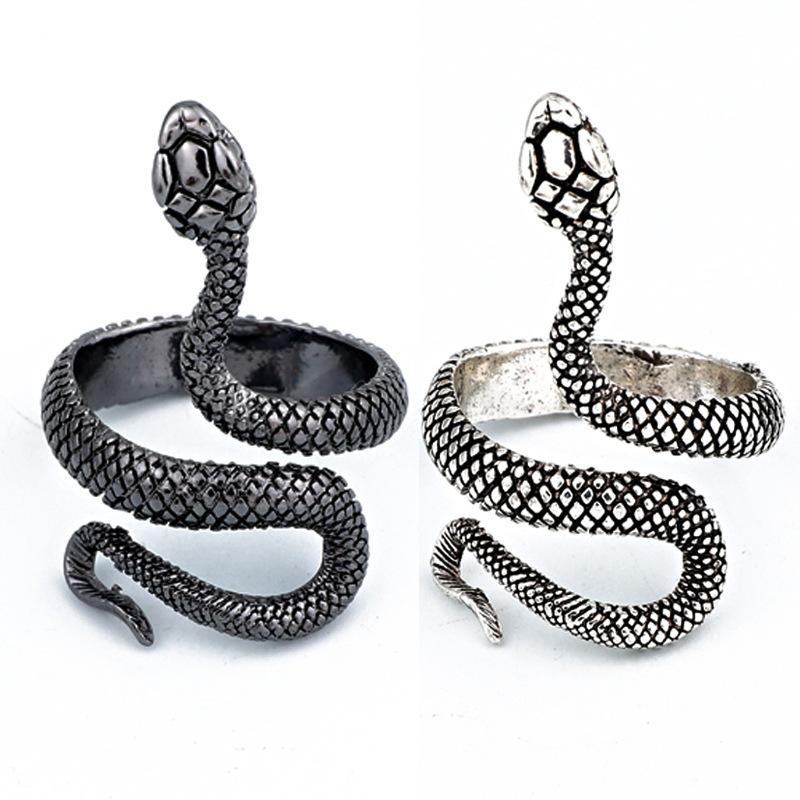 Retro Schlange Python Ring Für Männer Frauen Zinklegierung Farbe Punk Gothic Legierung Offener Ring Handgefertigt Designer Zirkon Unisex Accessoires Geschenk