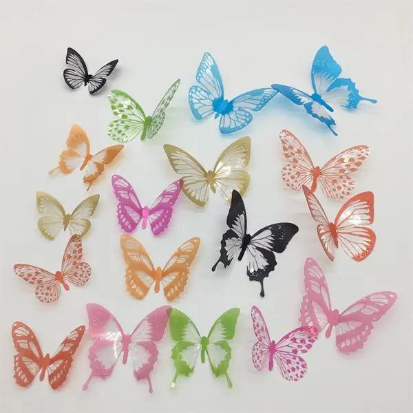 18pcs/set Black and White Crystal Butterflies Wall Sticker For Kids Rooms Art Mural Refrigerator Wedding Decoration Wall Decals