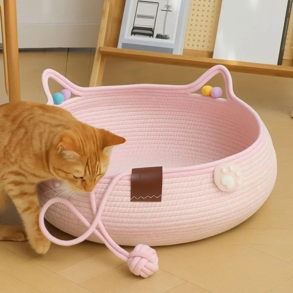 Breathable Pet Bed Handmade Cat Sleeping House New Braided Cat Bed  for Cats and Dogs