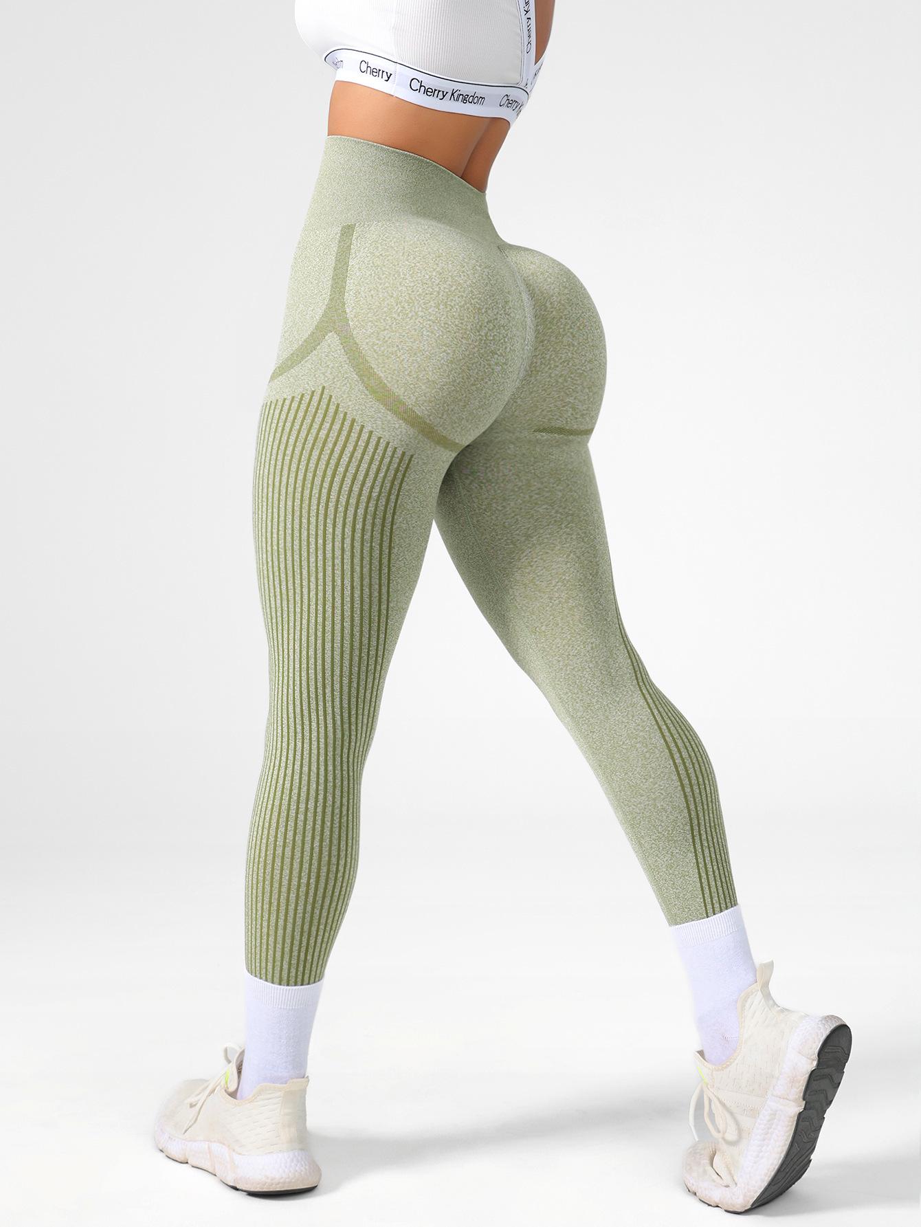 

Seamless High-Waist Butt-Lifting Yoga Leggings for Women Large жовтий/зелений