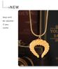 18K Gold-Plated Retro Horn Pendant Necklace with Ribbed Clavicle Chain - Non-Fading, European & American Individual Design.