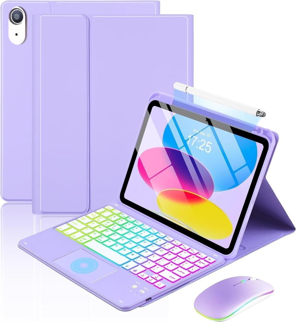 IPad 11. Gen beleuchtete Bluetooth-Tastaturhülle - 10. Tablet-Abdeckung für Apple A16, Spanien