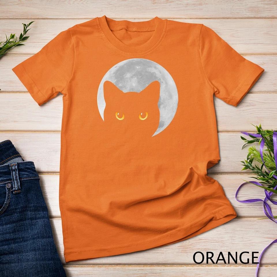 Black Cat Yellow Eyes Cats Moon T-Shirt Unisex T-shirt 6 2XL