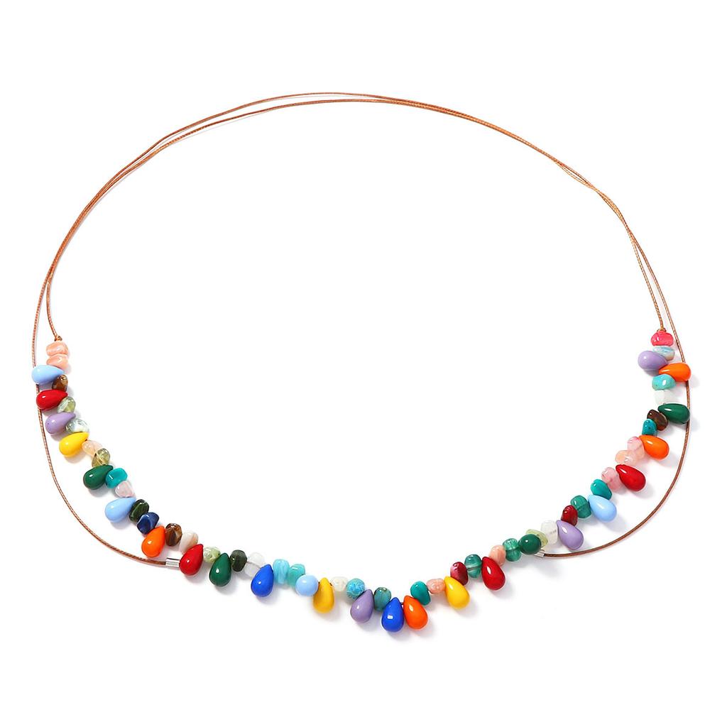 Seaside fashion rainbow beaded long necklace vitality age reduction summer loose versatile women's necklace