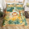 Cute Cartoon Animals Bedding Set TwinKawaii Elephant Lion Print Duvet Cover for Kids Boys Bedroom DecorBoho Trees Quilt Cover