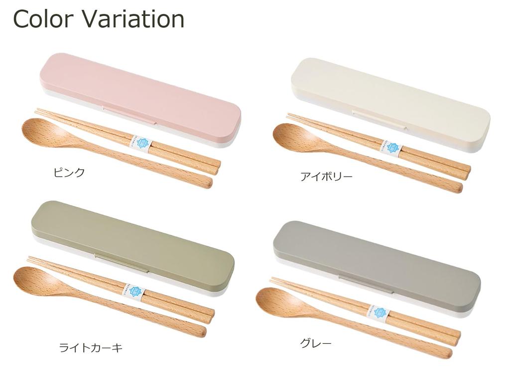 Takenaka Cutlery Set Mayu Wooden Chopsticks and Spoon Set Ivory x x and 18 cm (Case) Approx. 4.6 19.3 1.8 cm, (Chopsticks Spoon) Approx. T-36410