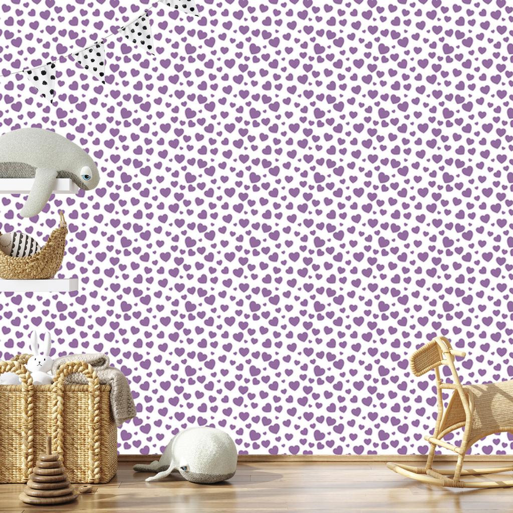 Heart Wallpaper White, Purple, Light Gray and Lavender 50x1000