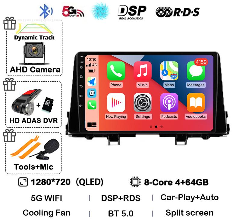 Android 14 Carplay WIFI+4G For KIA PICANTO Morning K 2016 2017 2018 2019 Car Stereo Radio Autoradio Multimedia Player Monitor BT