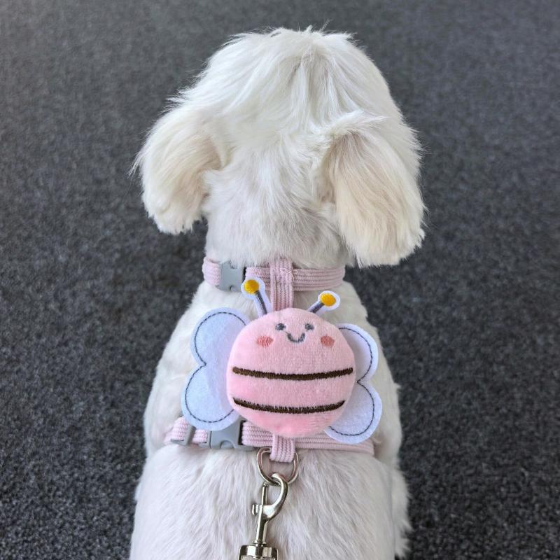 1 Set Pink Pet Leash, New Bee Design Anti-Pull Adjustable Walking Lead for Cats, Small Dogs, Outdoor Pet Supplies