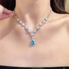 Crystal Tears Silver Necklace with Zircon Water Drop Pendant - Elegant Fashion Clavicle Chain