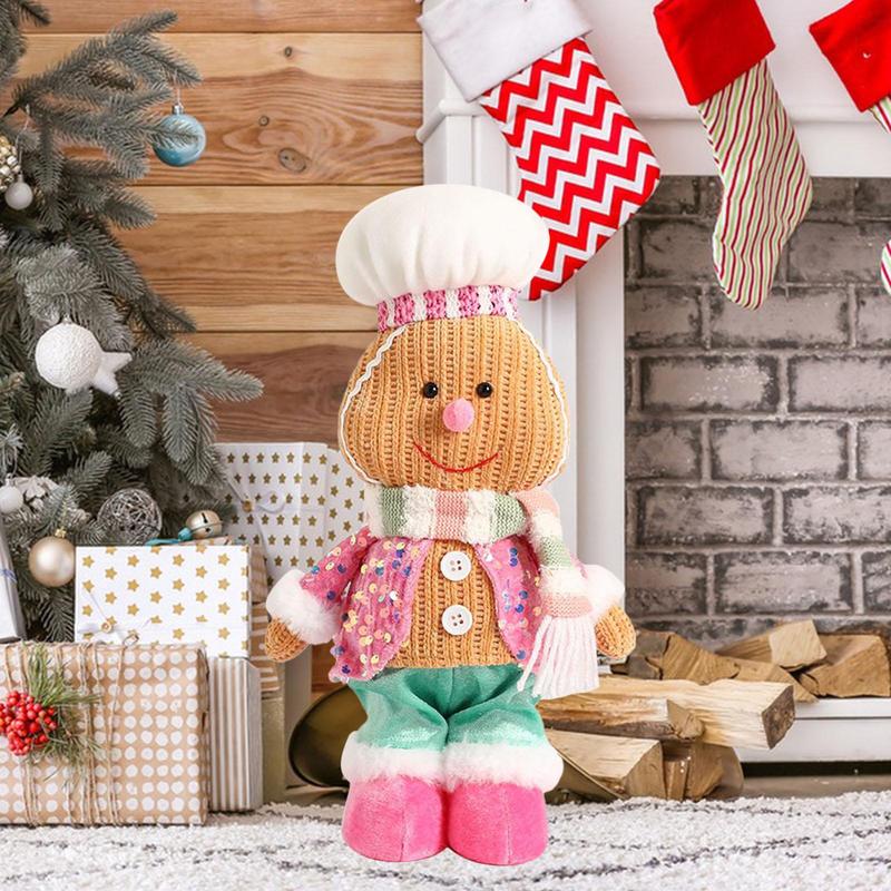 Lebkuchen Plüschtier Weihnachtsdekorationen Lebkuchen Plüsch Weiche Kuschelpuppe Heimdekorationen für Familie Kinder Freunde Kleinkind