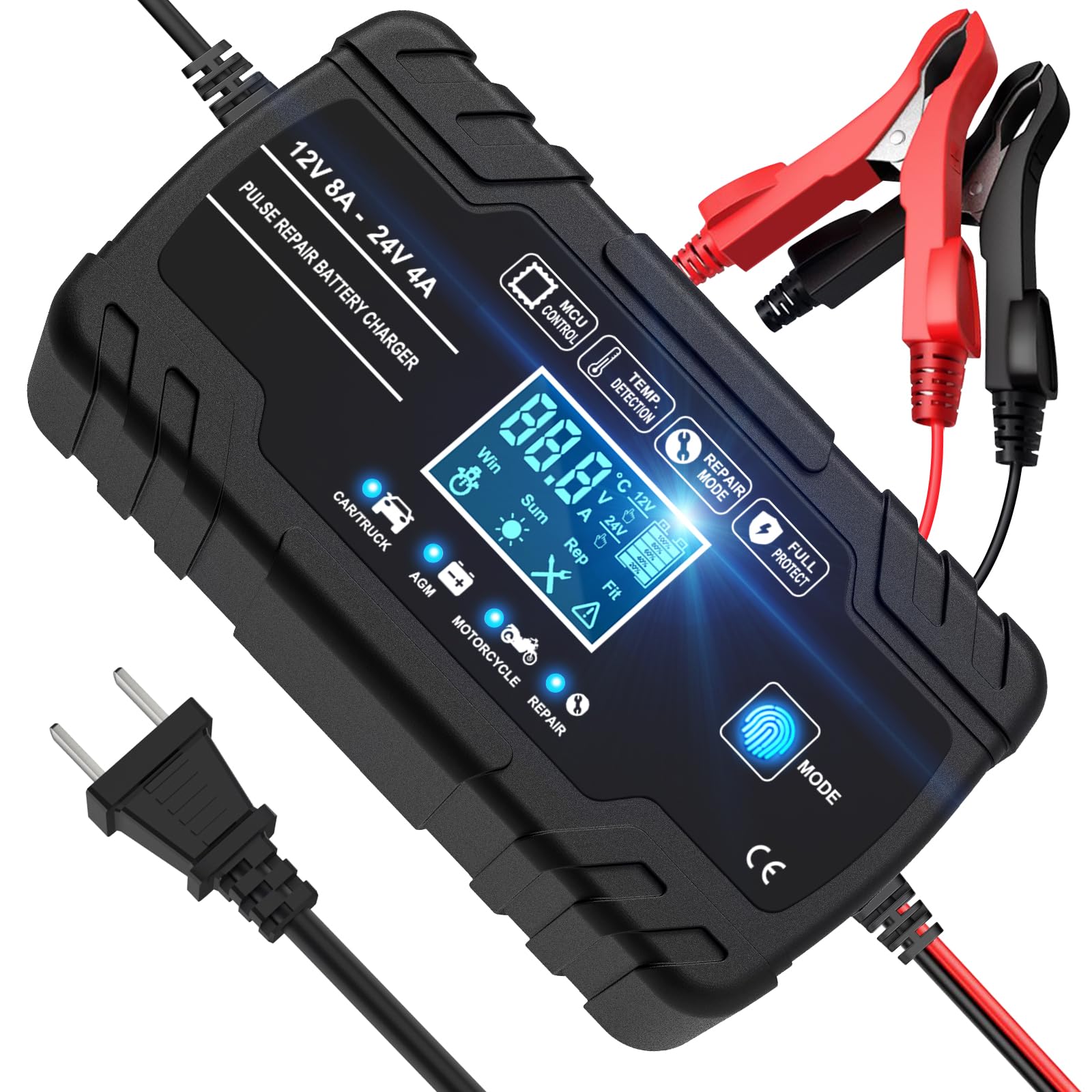 

Lead Acid Charger for and 24V, Pulse Charger, Fully Automatic Charger, чорний