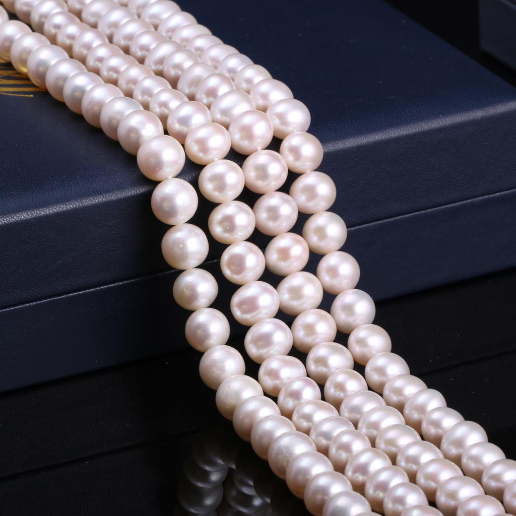 1String, Potato-shaped Pearls, 9–10 Mm, White Natural Freshwater Pearl Beads for Jewelry Making DIY Necklace Bracelet Crafts, Mother's Day Gift 36cm
