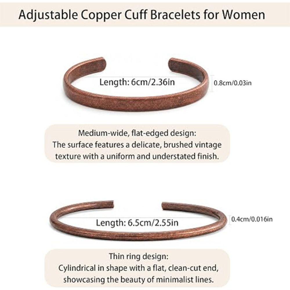 2PCs Waterproof Cuff Bracelet Adjustable Bangle Jewelry Copper Cuff Bracelet  for Men and Women