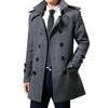 Men's Mid-Length Woolen Double-Breasted Windbreaker with Velvet Lining - Autumn/Winter 2021 Trend
