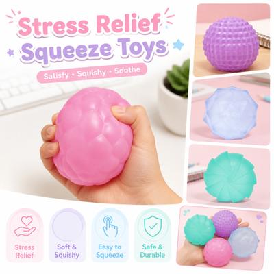 Stress Relief Squeeze Toy Soft Flexible Durable Silicone Material Sensory Fidget Ball for Hand Exercise and Anxiety Reduction