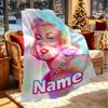 Gepersonaliseerd Dekentje met Naam, Marilyn Monroe Print, Woondecoratie, Slaapkamer, Bank, Kamperen, Sofa, Cadeaus voor Verjaardag Kerst