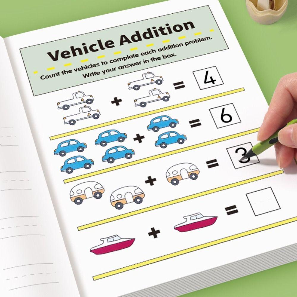 64-Page Arithmetic Question Book Fun Illustrations Numbers 1-10 Addition Exercises High-Quality Printing Subtraction Exercises