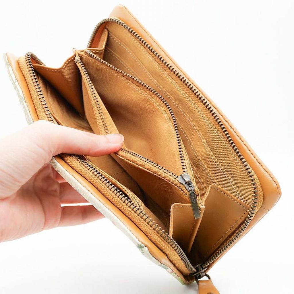 Dayan the Cat Genuine Leather Eastern European Collage Soft Long Wallet [WACHIFIELD]