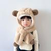 Windproof Winter Baby Hat Scarf One-Piece Infant Beanies Cap Cute Kids Hat Hooded Scarf