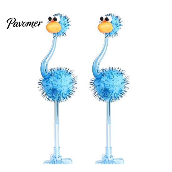 Premi Divertenti per la Classe, Penne a Sfera in Plastica con Struzzo Cartone Animato, Penna Divertente Autoportante, Punta da 0.5mm, Giocattoli Creativi da Scrivania, Scrittura Peluche