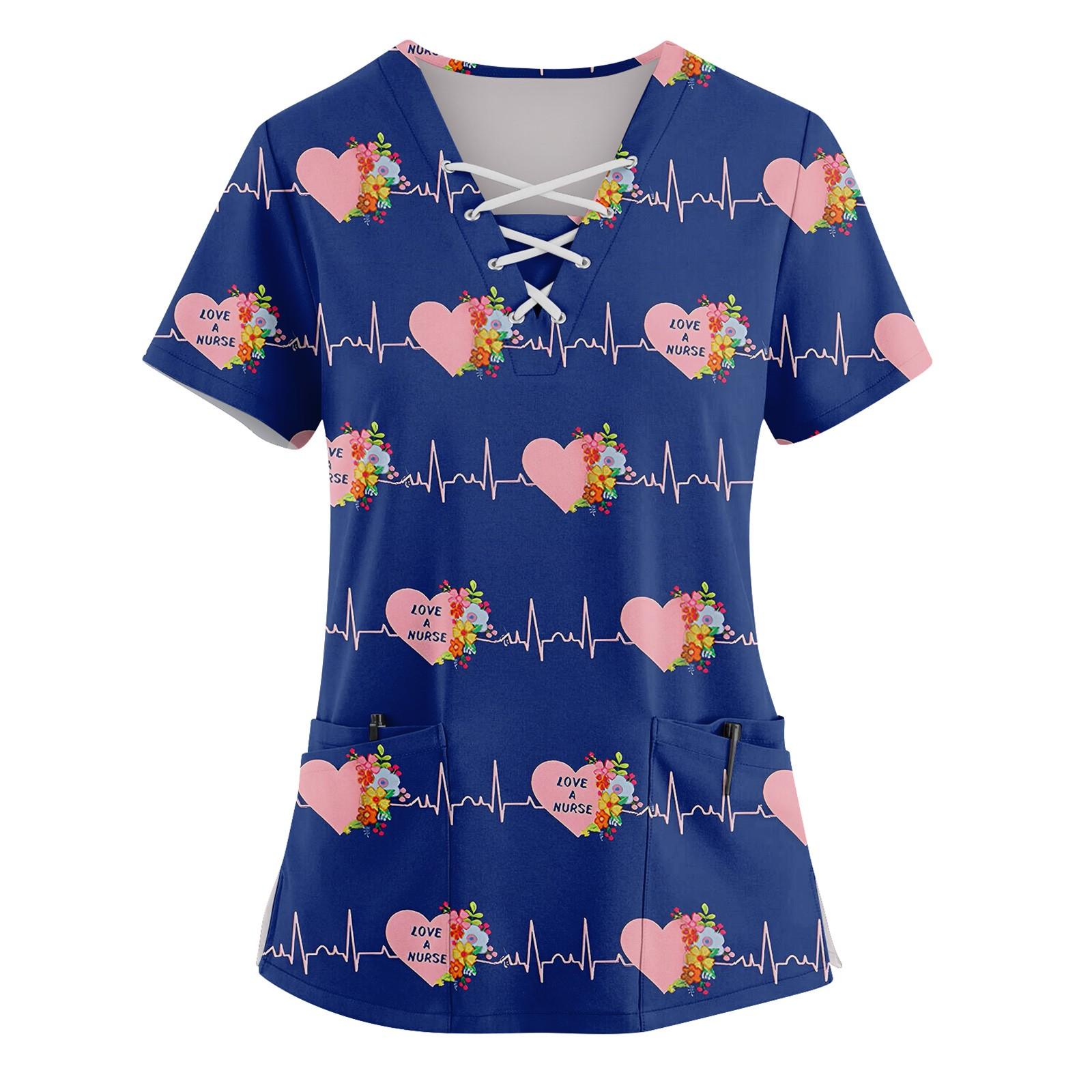 

Женский топ с короткими рукавами, V-образным вырезом, цветочным принтом и карманом XL