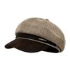 British Style Splicing Striped Octagonal Hat Female Face Small Big Head Circumference Beret Versatile Fashion Newsboy Painter Hat