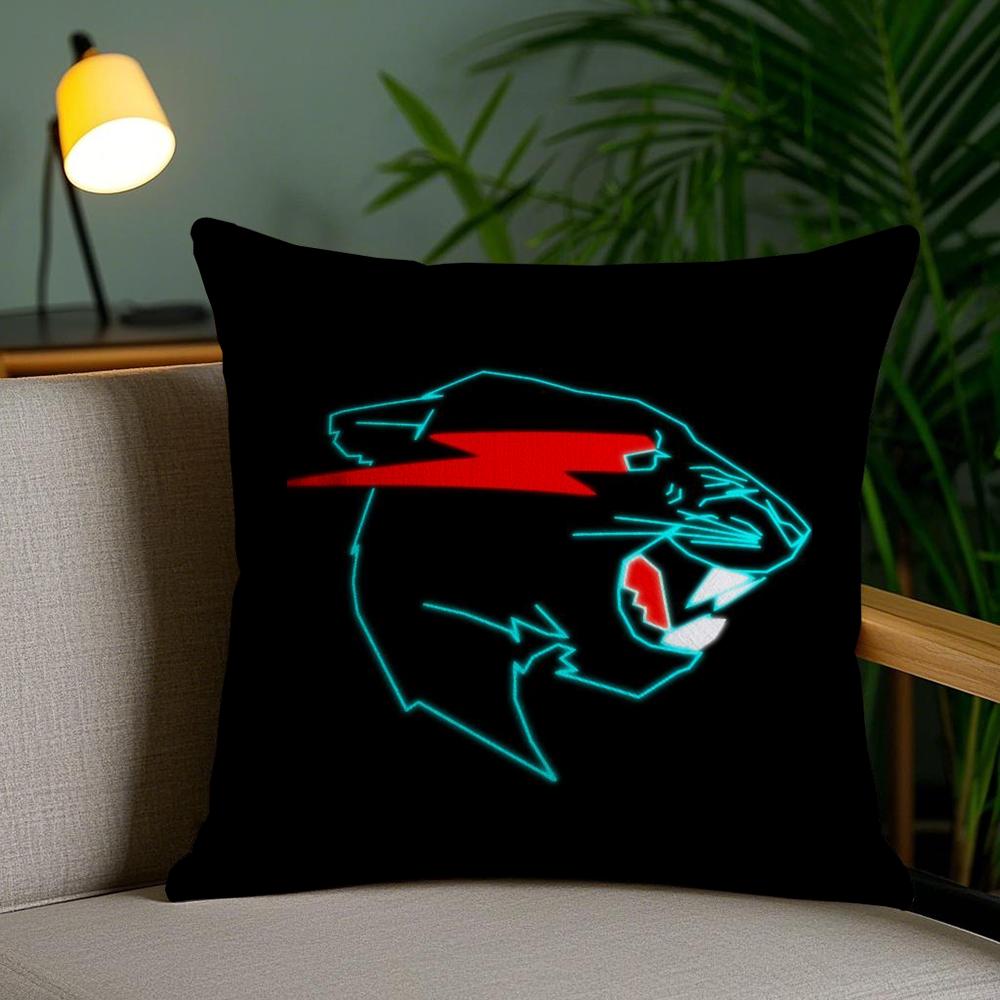 Funny Mr-B-Cute B-Beasts Cushion Cover Plush Fabric Soft Double-Sided Printed Invisible Zipper Sofa Pillow Case Home Decor